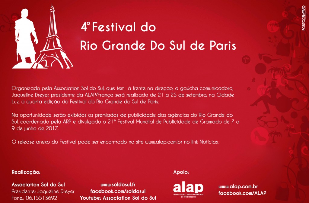 Peças premiadas no CRIARP 2015 participam de festival em Paris Promovido pela ALAP-França, evento acontece de 21 a 25 de setembro