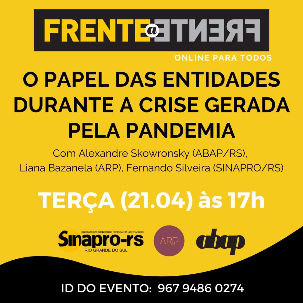 ARP convida para o próximo “FRENTE A FRENTE ONLINE” do Sinapro-RS