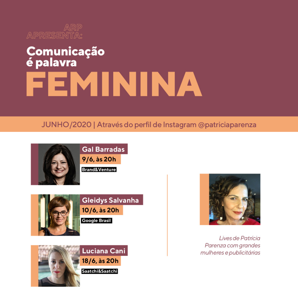 Patrícia Parenza realiza lives com grandes mulheres e publicitárias