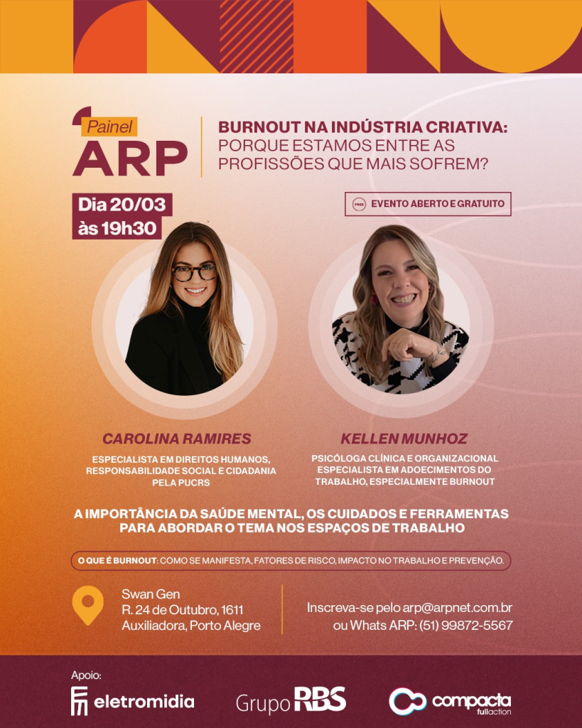 Saúde mental na indústria criativa é tema de painel da ARP