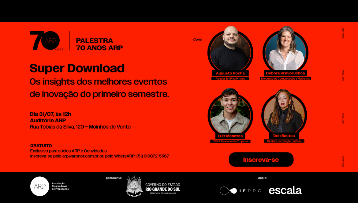 ARP promove 3ª edição do Super Download com os principais insights dos eventos de inovação do primeiro semestre